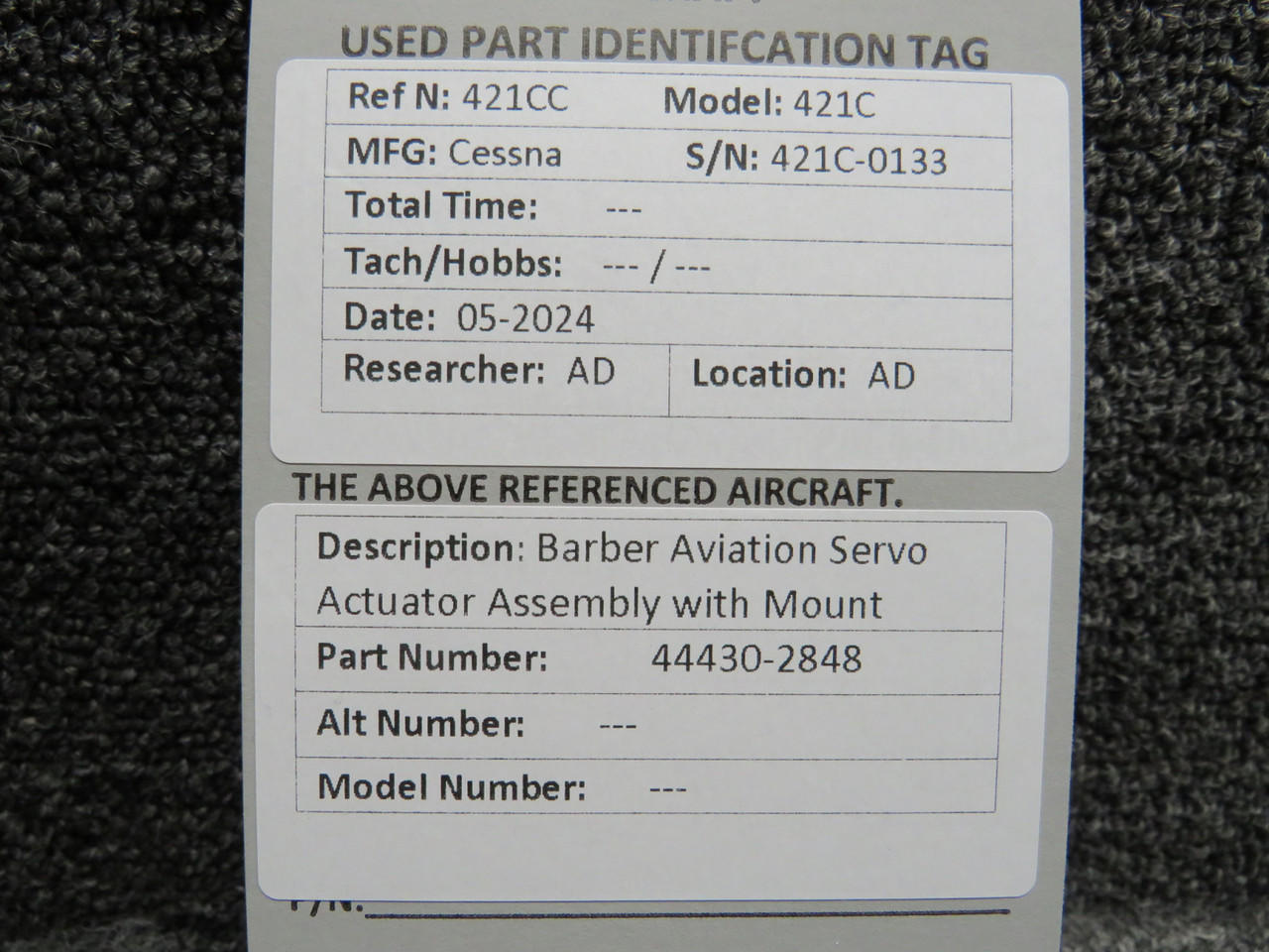 44430-2848 Barber Aviation Servo Actuator Assembly Comes with Mount