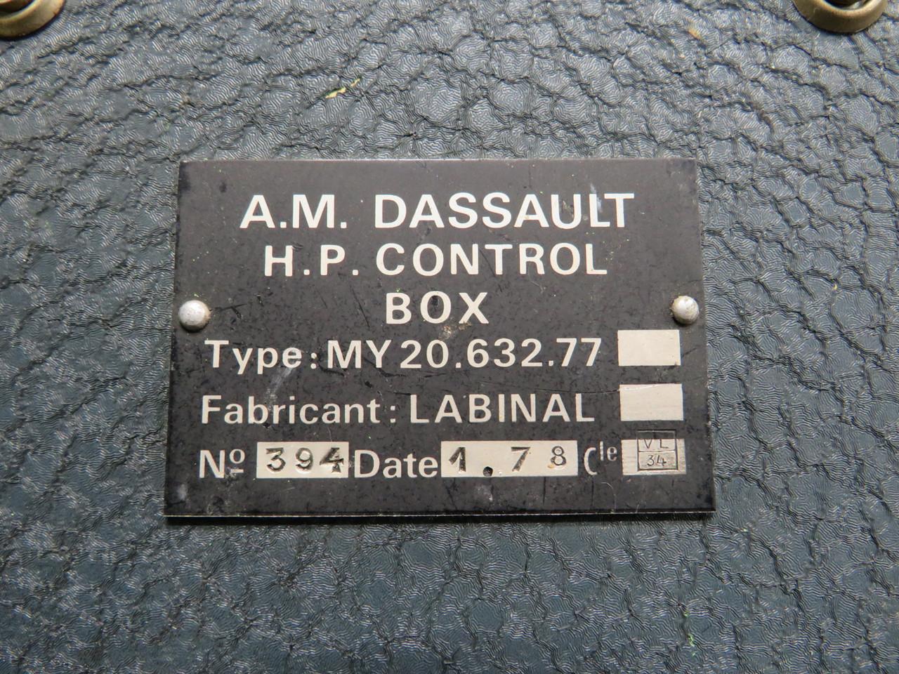 MY20-632-77 A.M Dassault H.P Control Box with Green Repairable Tag