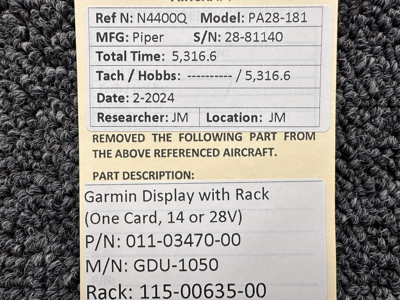 011-03470-00 Garmin GDU-1050 Display with Rack (One Card) (14 or 