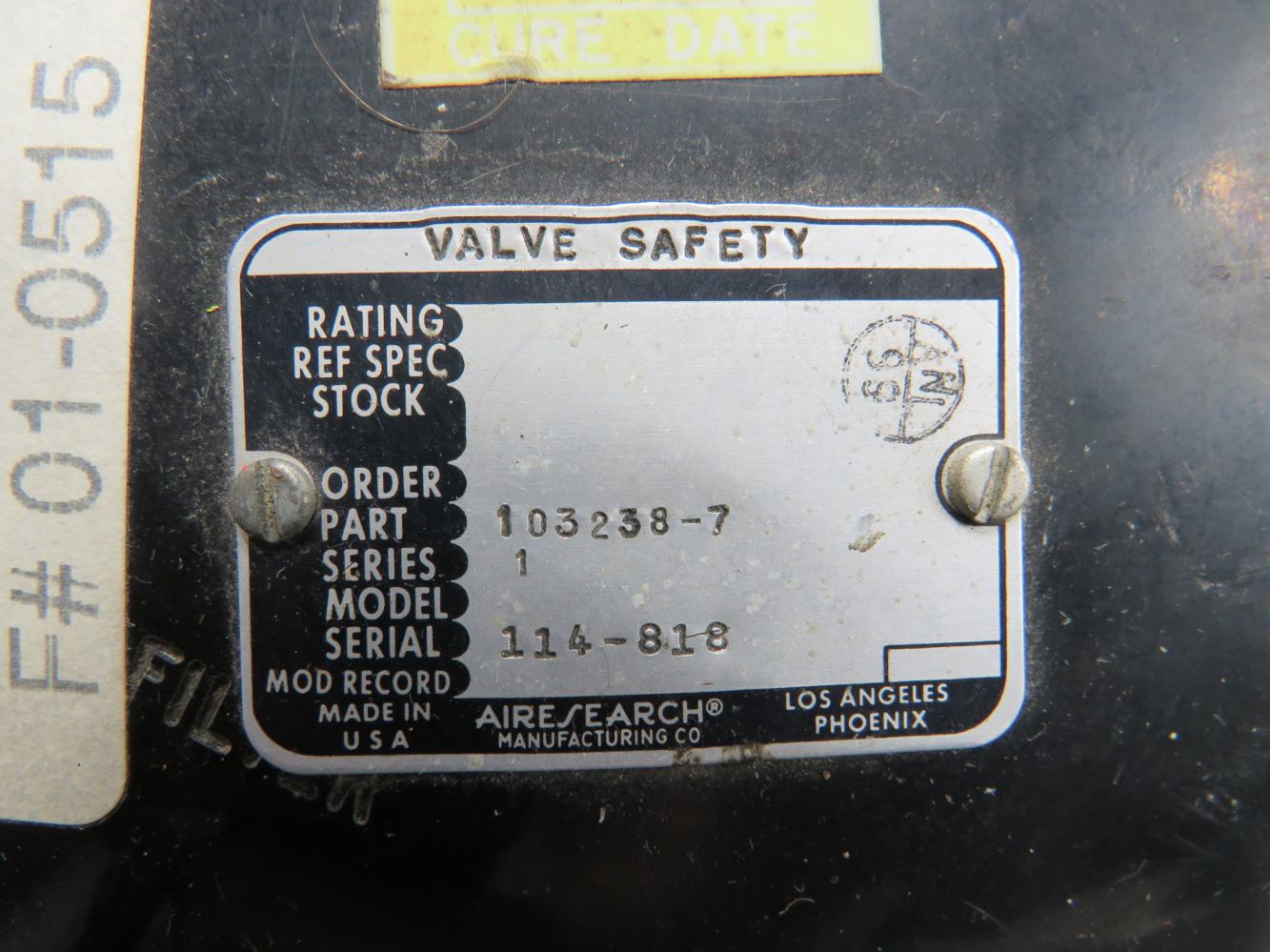 103238-7 Airesearch Series 1 Safety Valve Assembly For Sale
