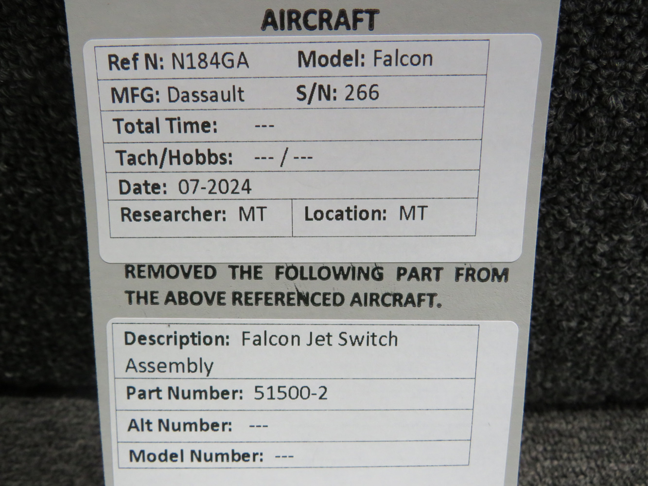 51500-2 Falcon Jet Aviation Switch