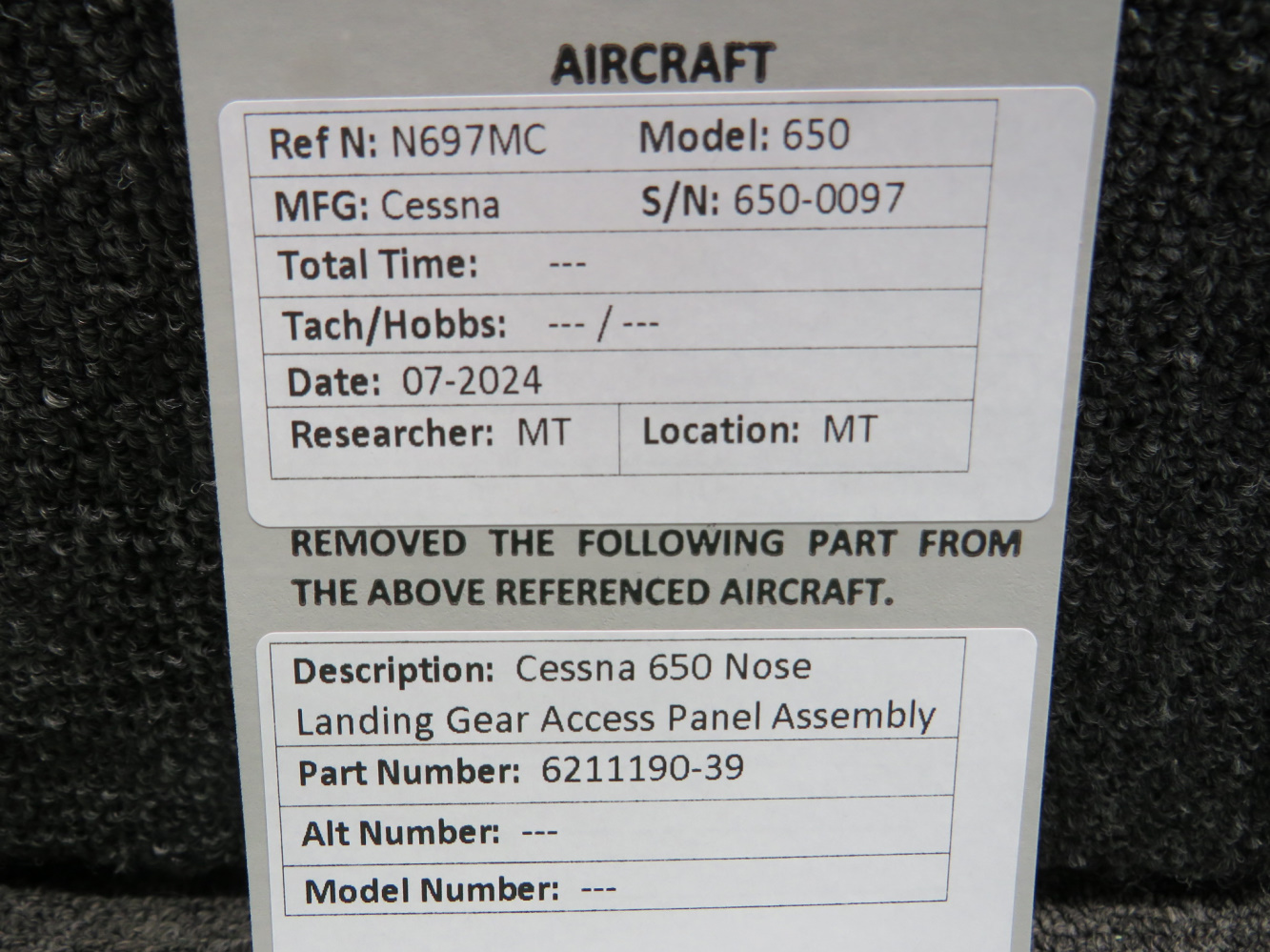 6211190-39 Cessna 650 Nose Landing Gear Access Panel For Sale