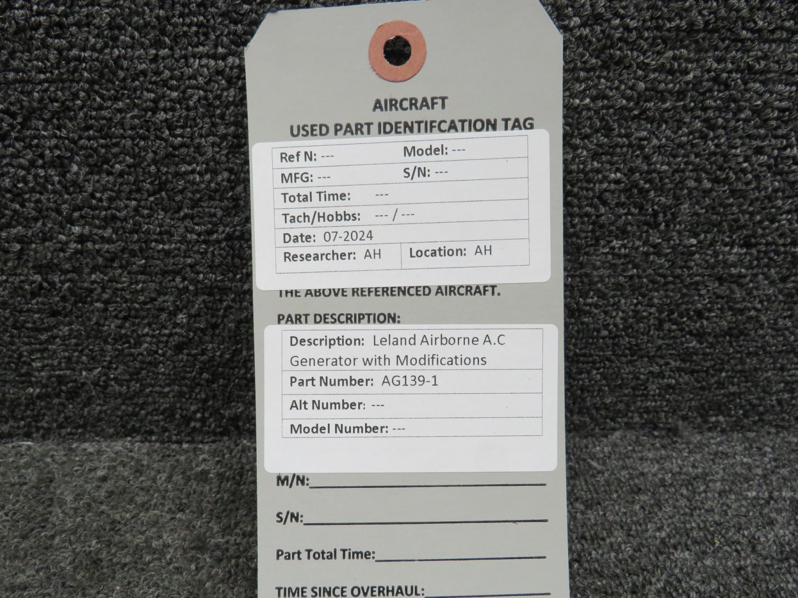 AG139-1 Leland Airborne Products AC Generator has Modifications