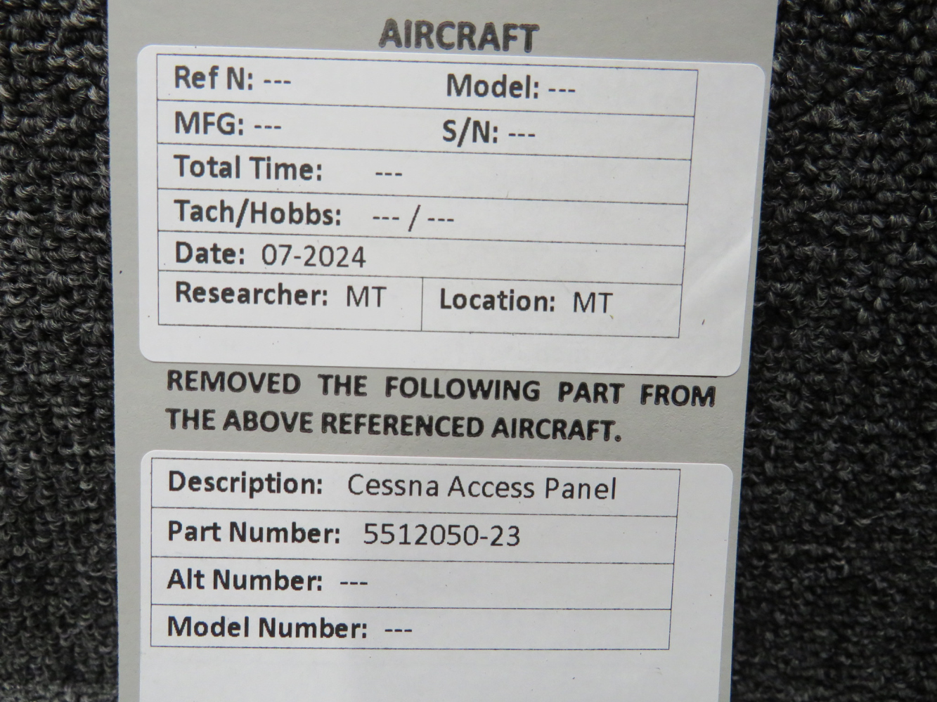 5512050-23 Cessna Access Panel Unit