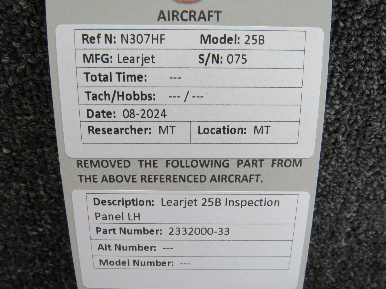 2332000-33 Learjet 25B Left Hand Inspection Panel