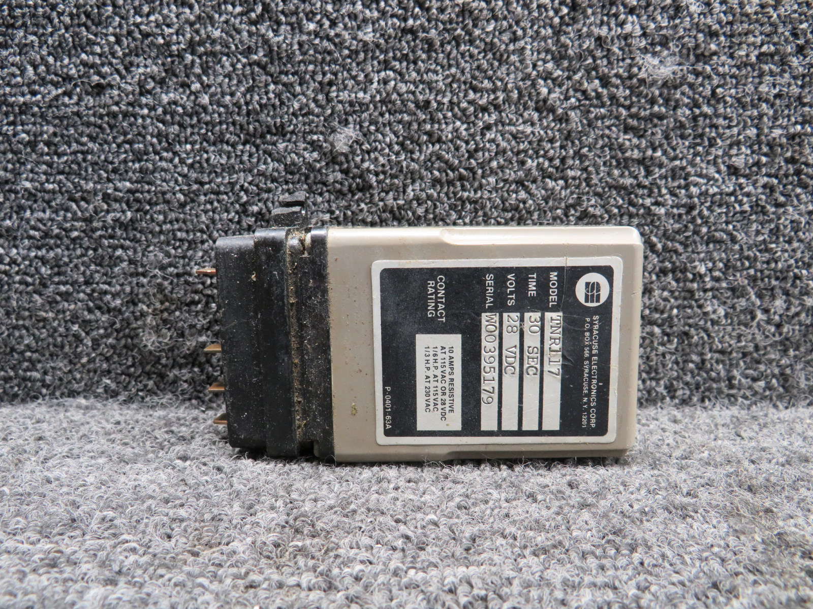 TNR117 Syracuse Electronics Time Delay Relay (30 Sec) (28 Volts