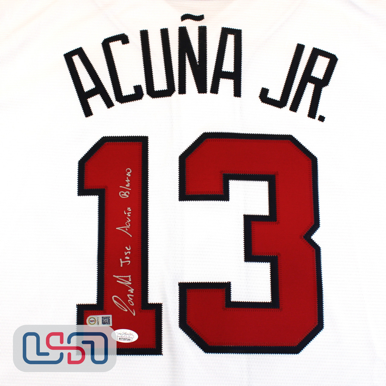 Ronald Acuna Jr. Signed Atlanta Braves Majestic Grey Baseball Jersey JSA  158500