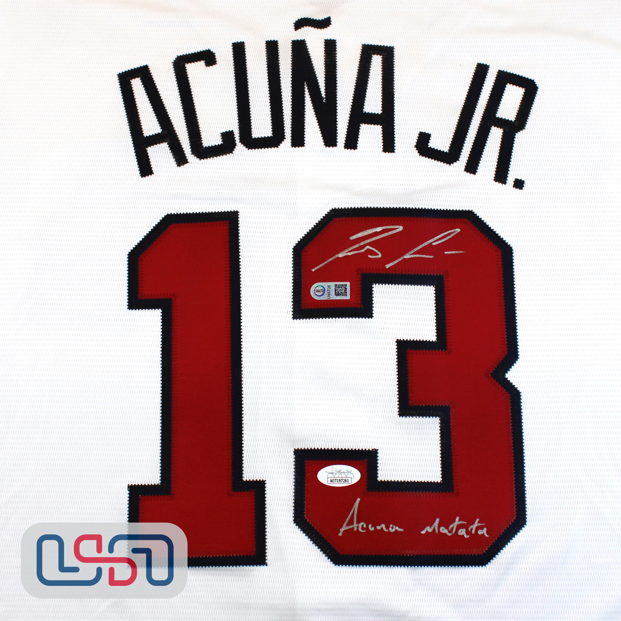 Ronald Acuna Autographed Atlanta White Majestic Baseball Jersey - JSA