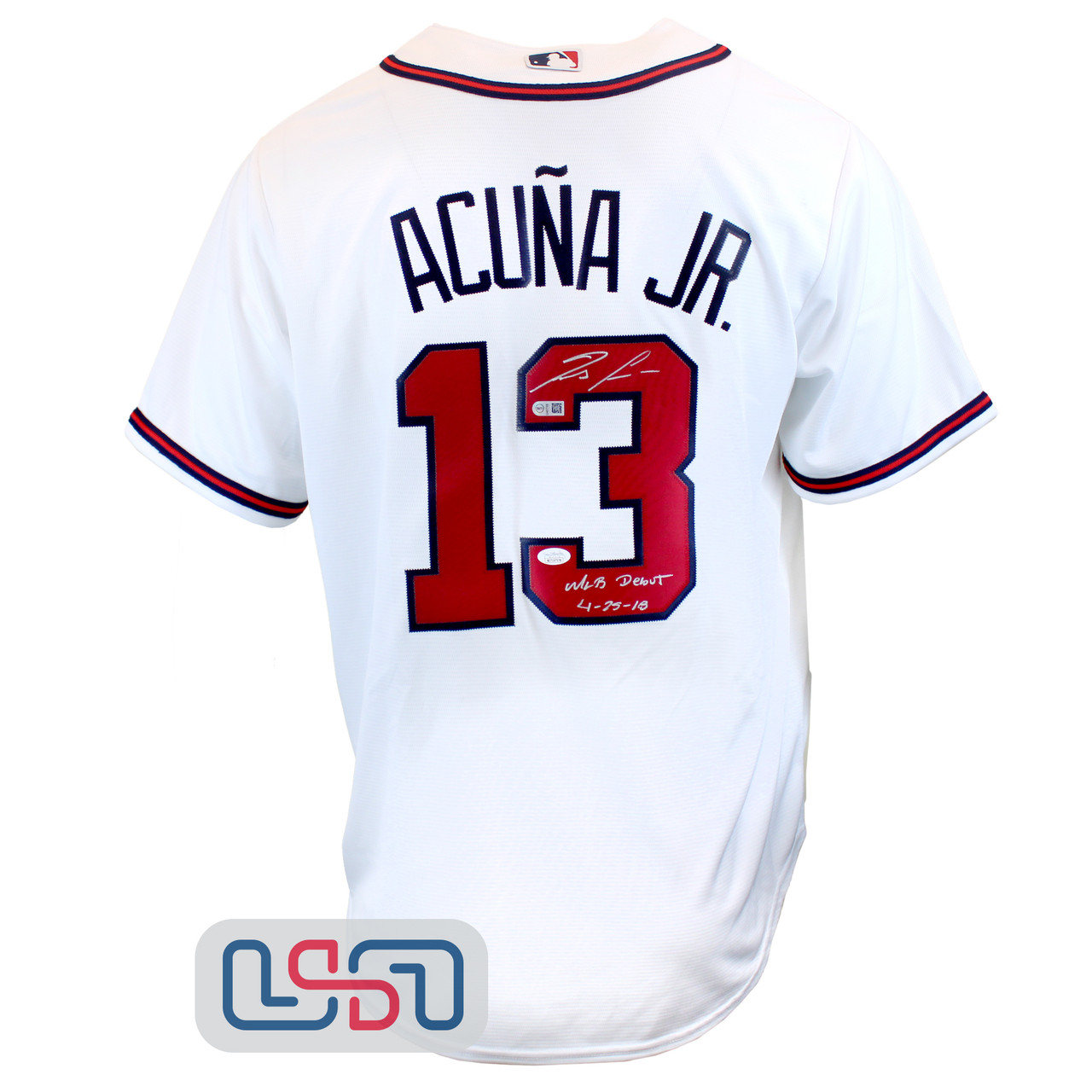 Ronald Acuna Jr Signed Atlanta Braves Jersey (USA SM) 2018 N.L. Rookie –