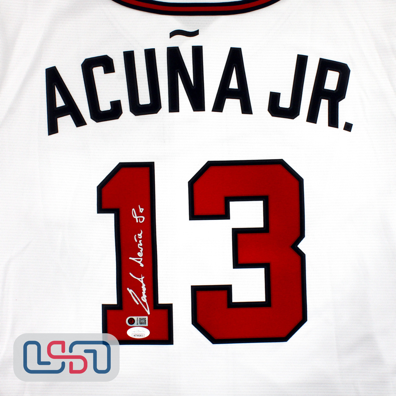 Ronald Acuna Autographed Atlanta Red Nike Full Name Baseball Jersey - JSA