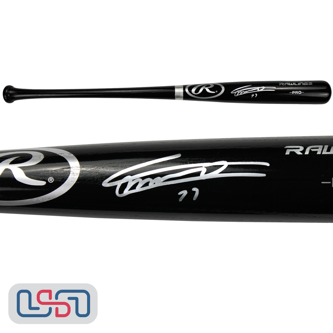 Vladimir Guerrero Sr. Autographed Black Rawlings Pro Bat Montreal Expos  Beckett BAS Stock #203452