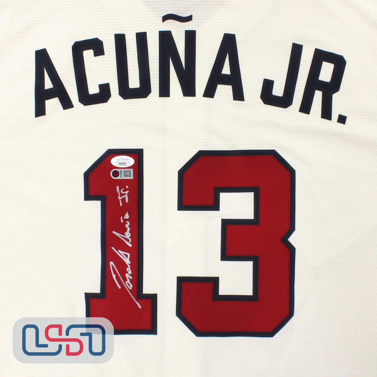 Ronald Acuna Jr. Signed Full Name Cream Atlanta Braves Majestic
