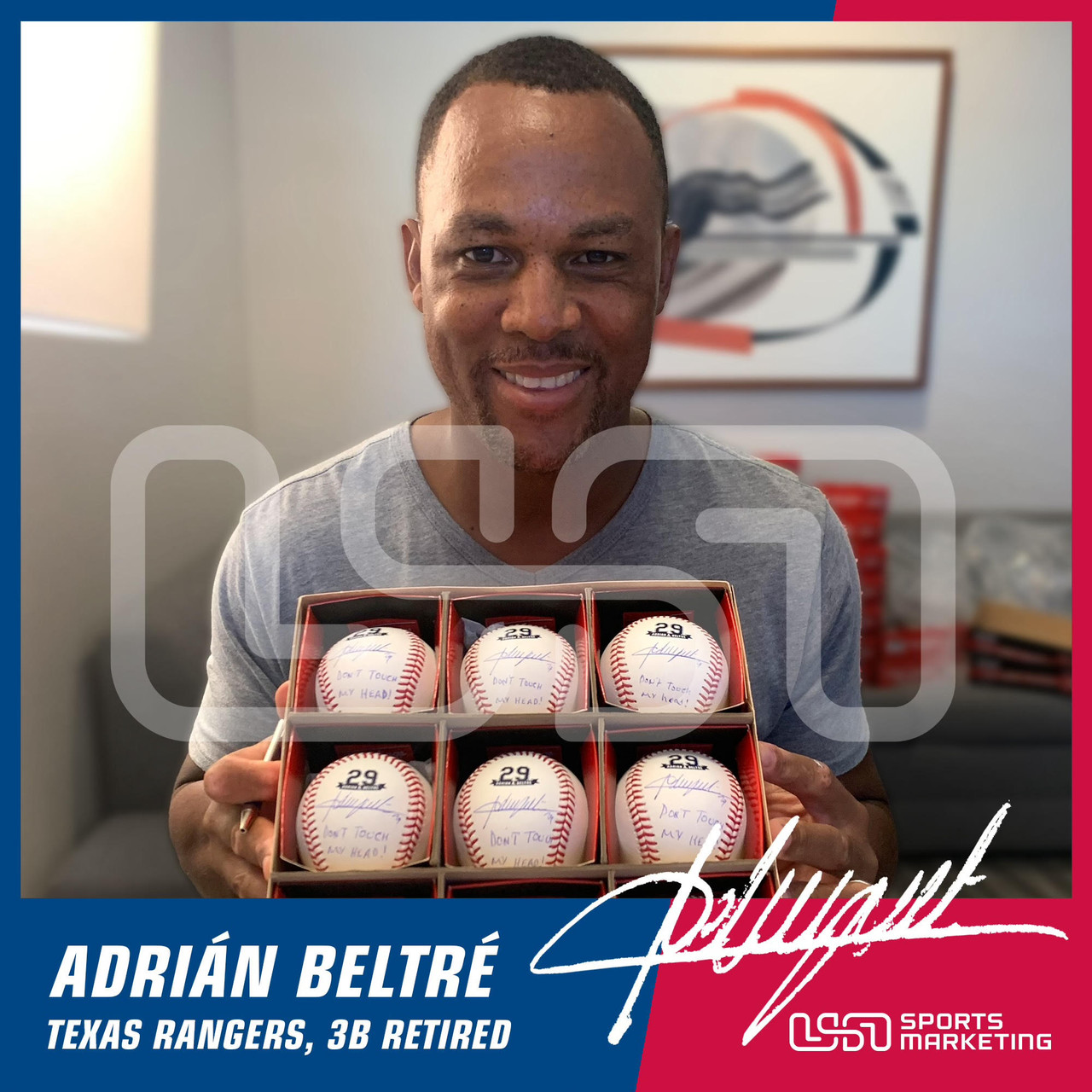 Adrian Beltre Autographed 3000th Hit Commemorative Baseball - JSA