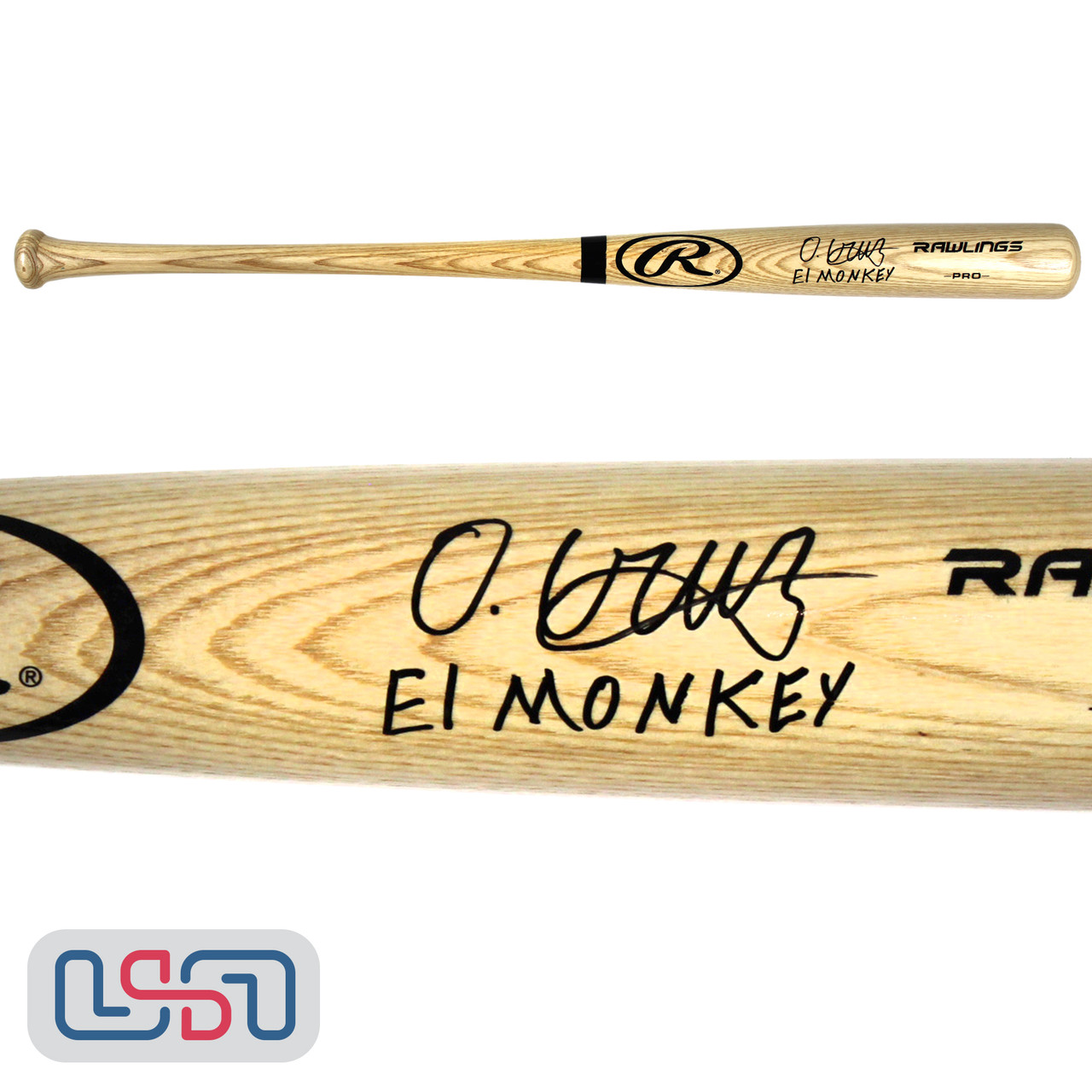 Oneil Cruz Pirates Autographed El Monkey Rawlings Blonde Baseball Bat USA  SM