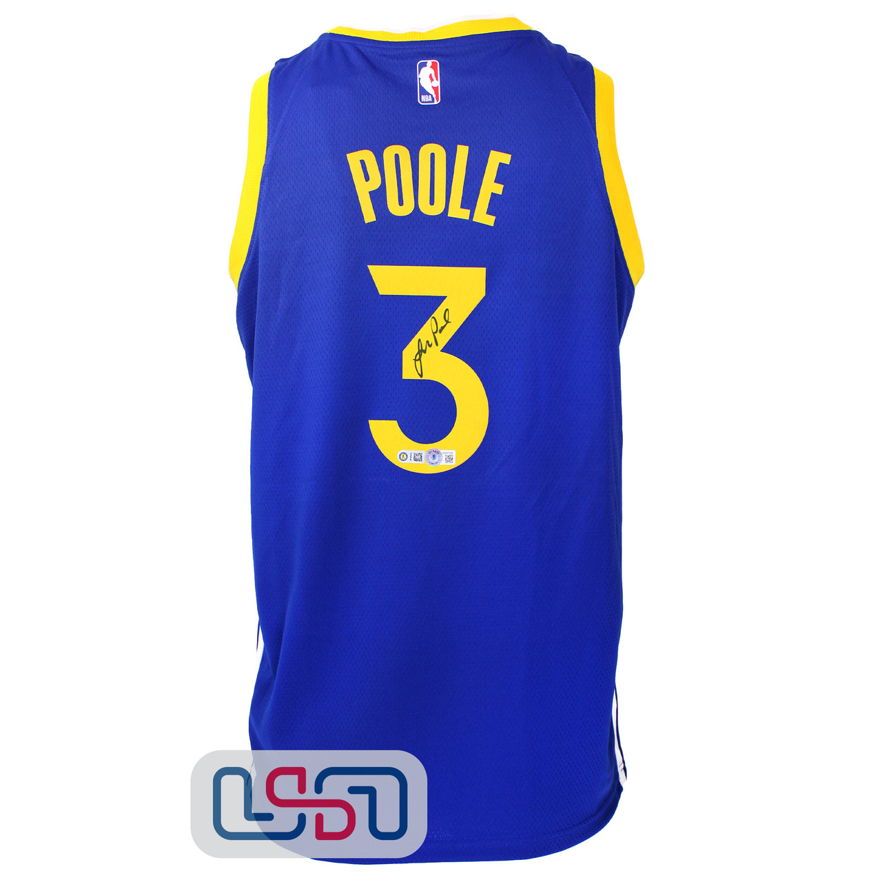 Jordan Poole Signed Autographed Warriors Blue Nike Swingman Jersey 