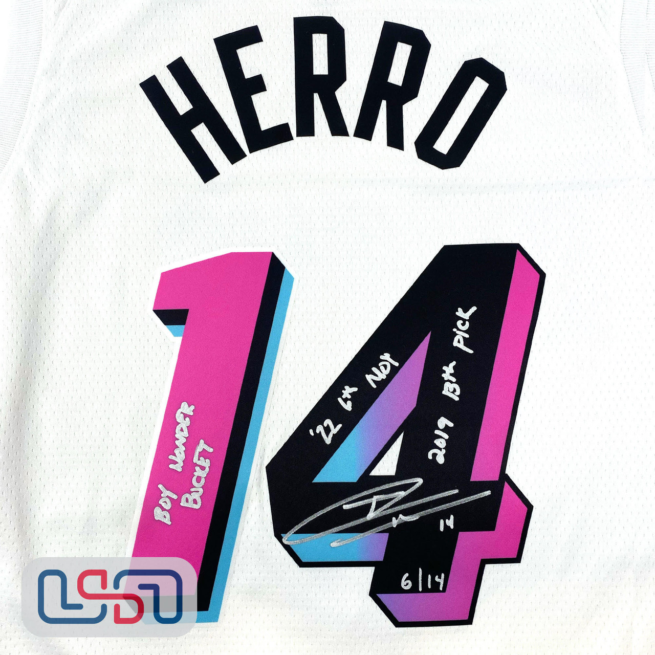 Heat No14 Tyler Herro Red Basketball Swingman Statement Edition Jersey