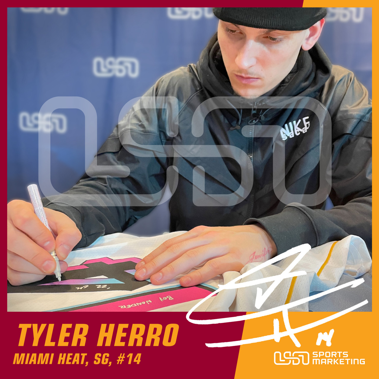 Tyler Herro Signed Heat Jersey Inscribed Boy Wonder & 22 6th