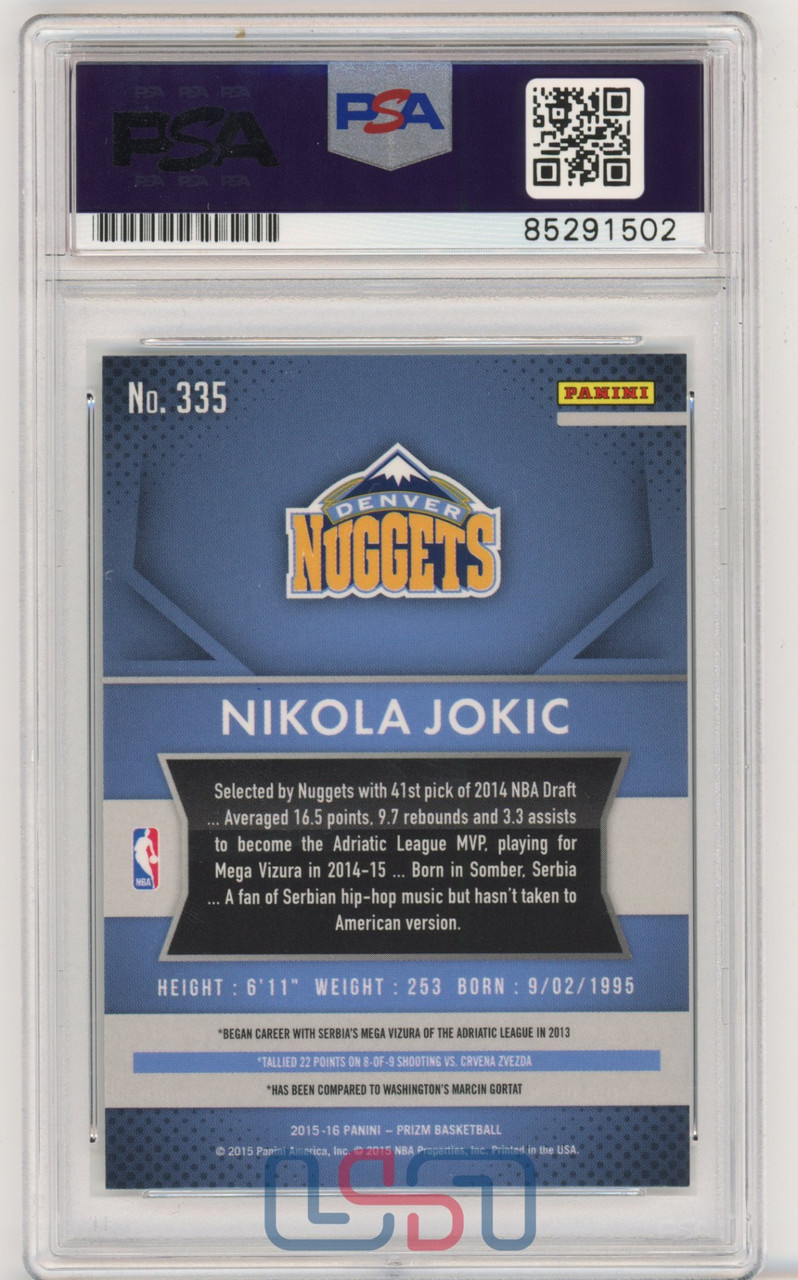 Nikola Jokic Nuggets Signed 2015-16 Panini Prizm #335 Card PSA/DNA