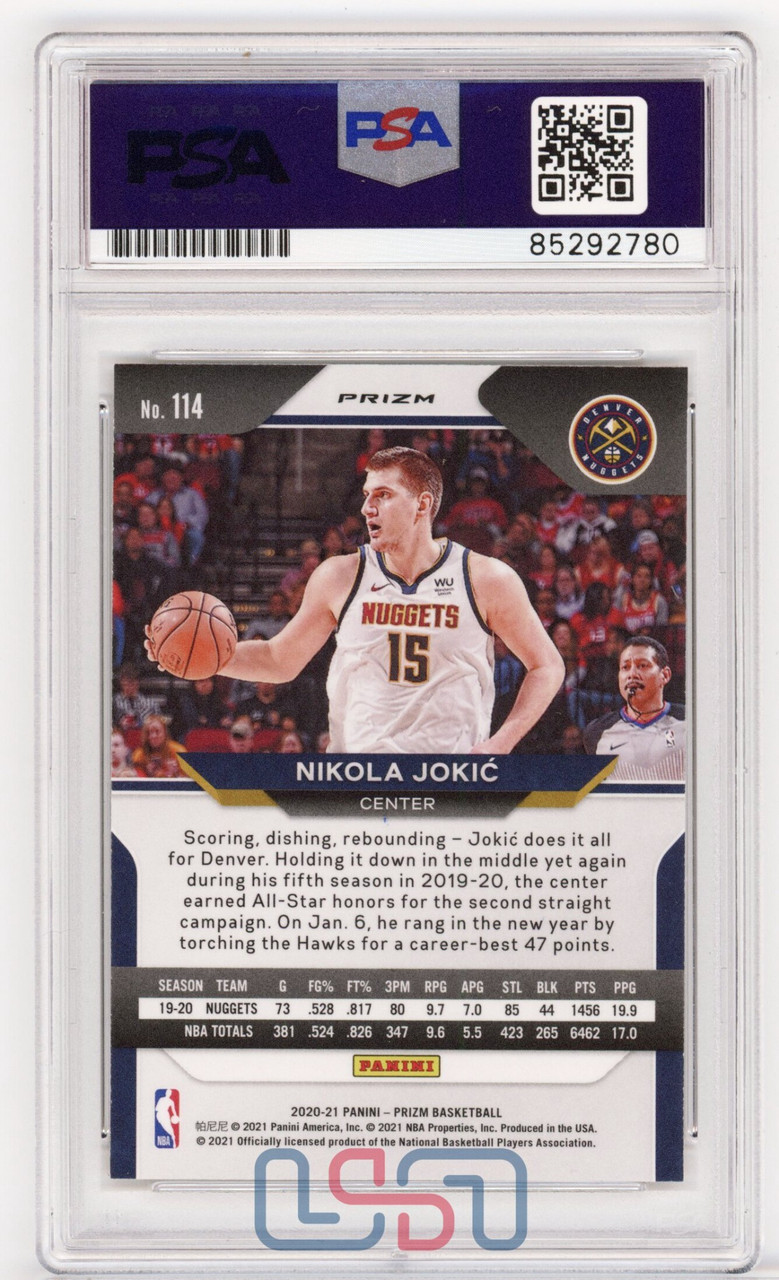 Nikola Jokic Nuggets Signed 2020-21 Panini Prizm Gold Wave #114