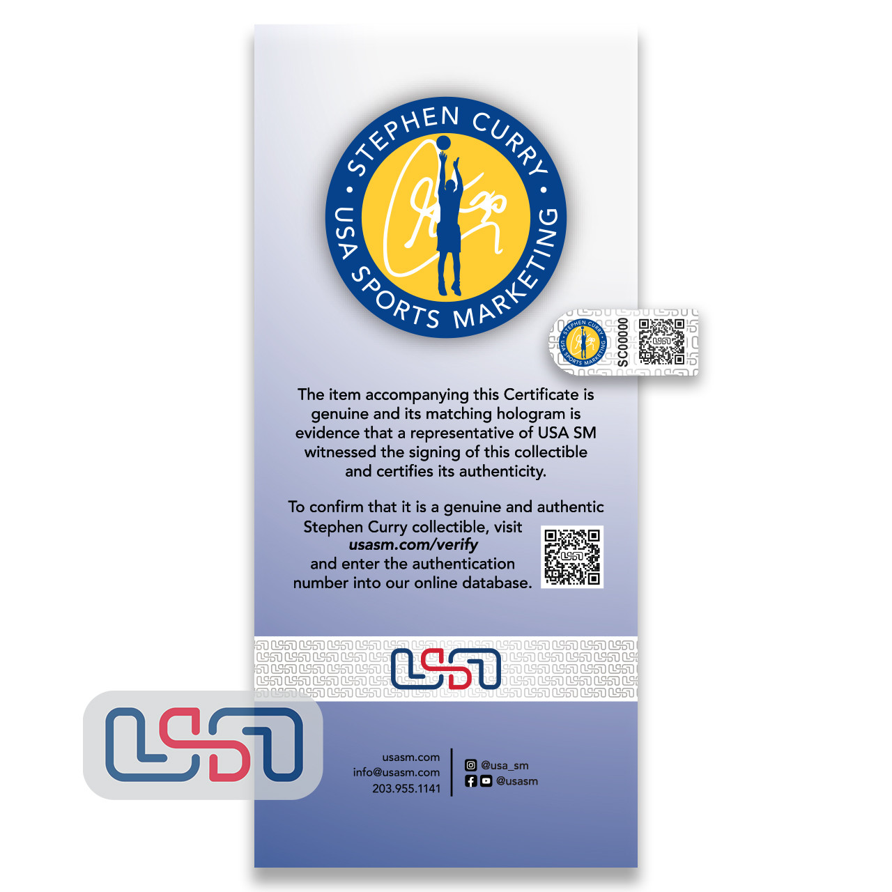 スティーブン・カリー直筆サインの USASM 証明書 Stephen Curry Warriors Signed Nike Blue Icon Edition