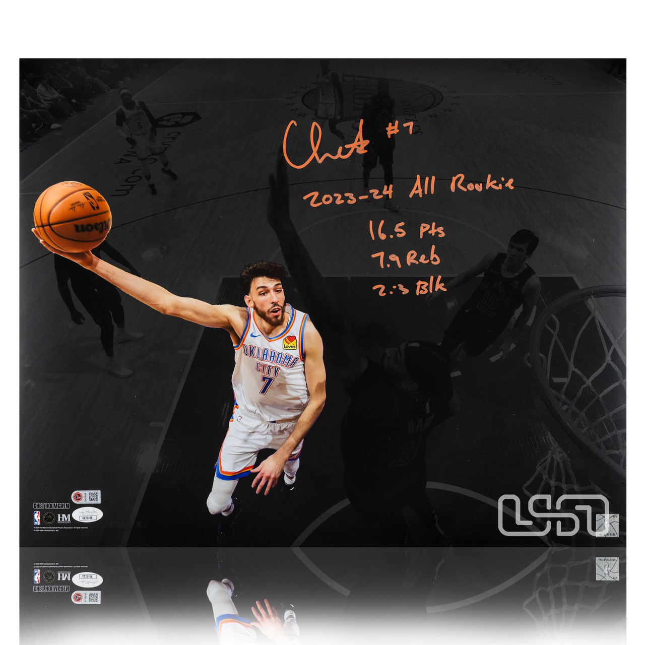Chet Holmgren Thunder Signed Rookie Season Stats 16x20 Photo USA 