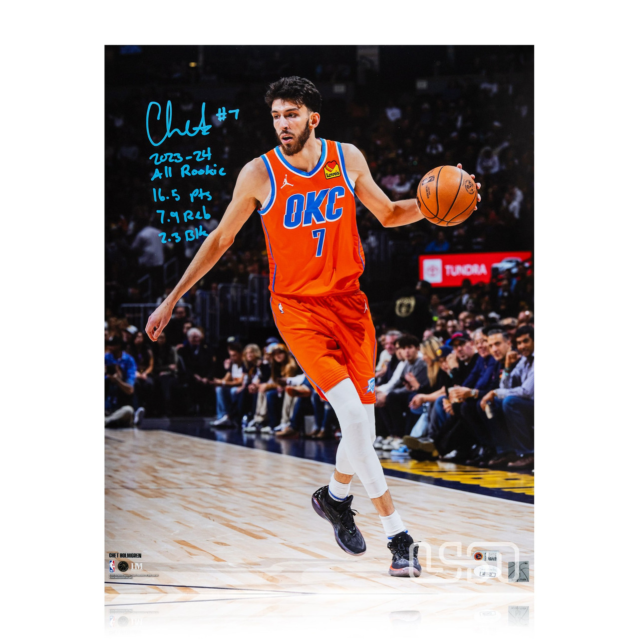 Chet Holmgren Thunder Signed Rookie Season Stats 16x20 Photo USA