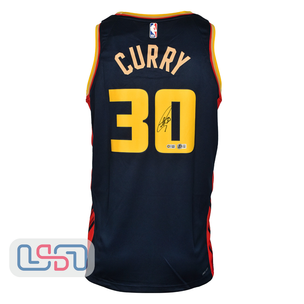 Stephen Curry Signed Autographed Warriors Navy Nike Swingman