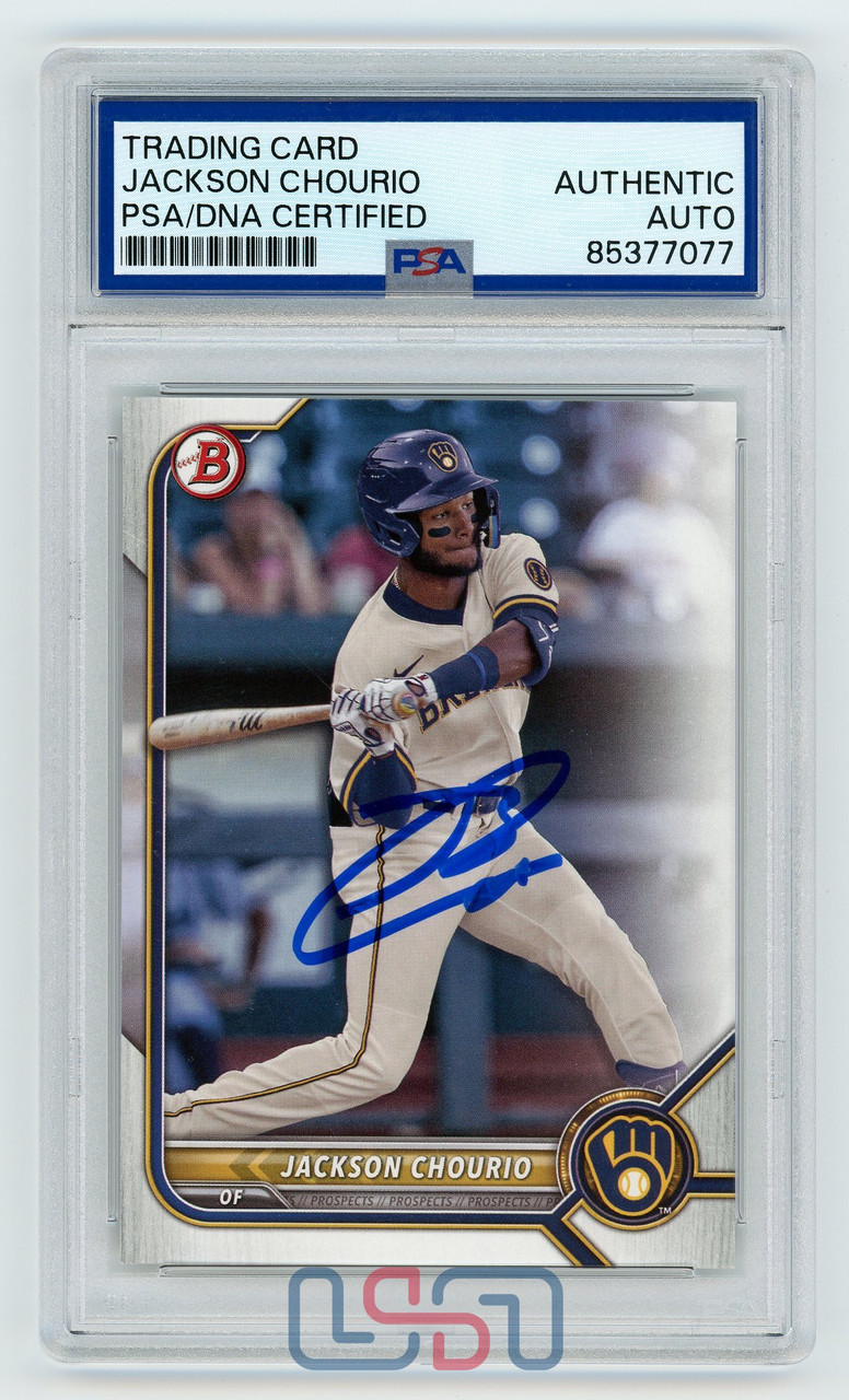 Jackson Chourio Brewers Signed Autographed 2022 Topps Bowman
