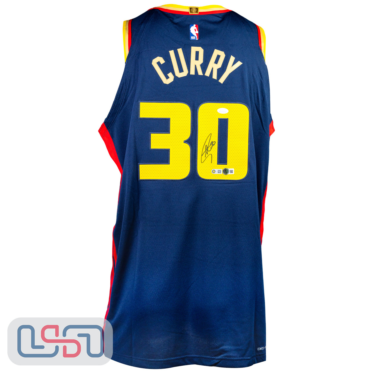 Stephen Curry Warriors Signed Nike Navy Authentic Jersey USA SM