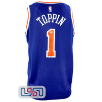 Obi Toppin Signed "Go Knicks!" New York Knicks Blue Nike Swingman Jersey USA SM