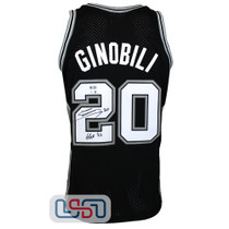 Manu Ginobili Signed "HOF '22" Spurs Black Mitchell & Ness Jersey USA SM BAS