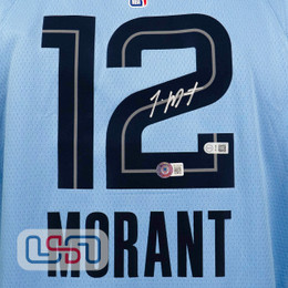Ja Morant Signed Autographed Grizzlies Blue Jordan Swingman Jersey BAS #2
