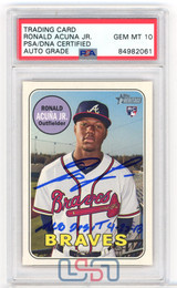 Ronald Acuna Jr. Signed "MLB Debut" 2018 Topps Heritage #580 PSA/DNA 10 Auto