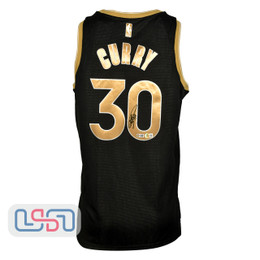 Stephen Curry Signed Warriors Select Nike Black Swingman Jersey USA SM BAS
