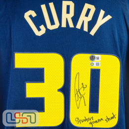 Stephen Curry Signed "Shooters Gonna Shoot" Nike Navy Authentic Jersey USA SM