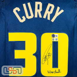 Stephen Curry Warriors Signed "Wardell" Navy Nike Swingman Jersey USA SM BAS