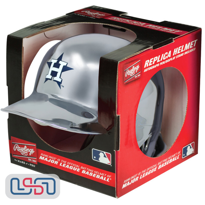 Houston Astros Silver Chrome Rawlings Mini MLB Baseball Batting Helmet