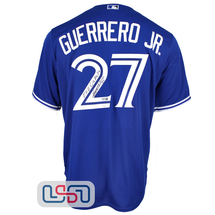 Vladimir Guerrero Jr. Signed "Ooo Canada" Blue Blue Jays Nike Jersey JSA Auth