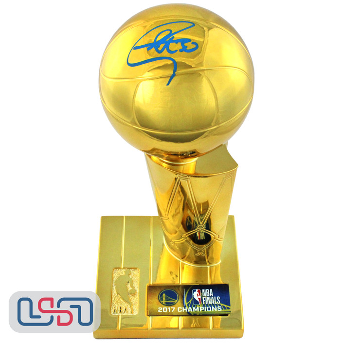 Stephen Curry Warriors Signed Autographed 2017 NBA Finals Replica Trophy USA SM