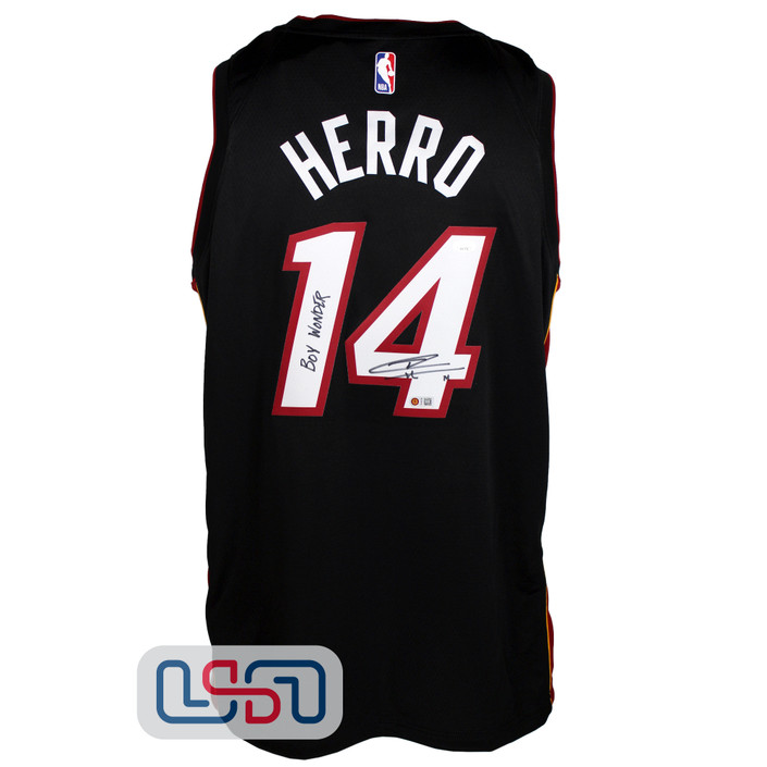 Tyler Herro Autographed "Boy Wonder" Heat Black Swingman Nike Jersey USA SM