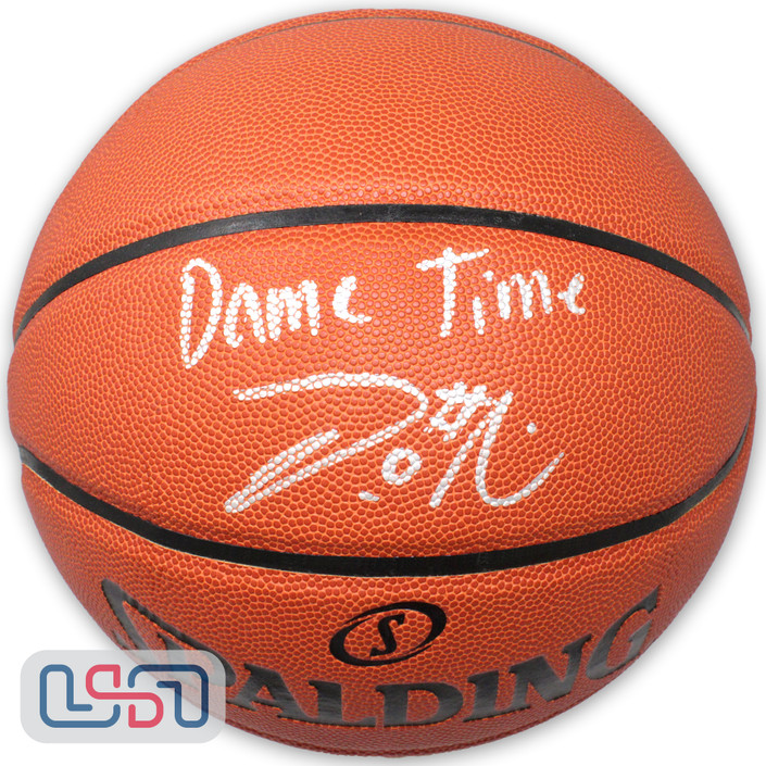 Damian Lillard Blazers Signed "Dame Time" I/O Spalding NBA Basketball JSA Auth