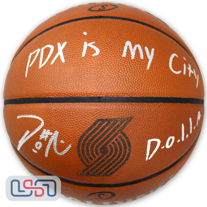 Damian Lillard Signed Blazers Logo Authentic Spalding NBA Basketball JSA Auth