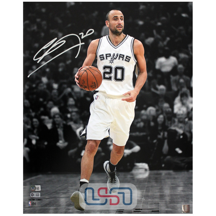 Manu Ginobili Spurs Signed Autographed 16x20 Photograph Photo BAS Auth #2