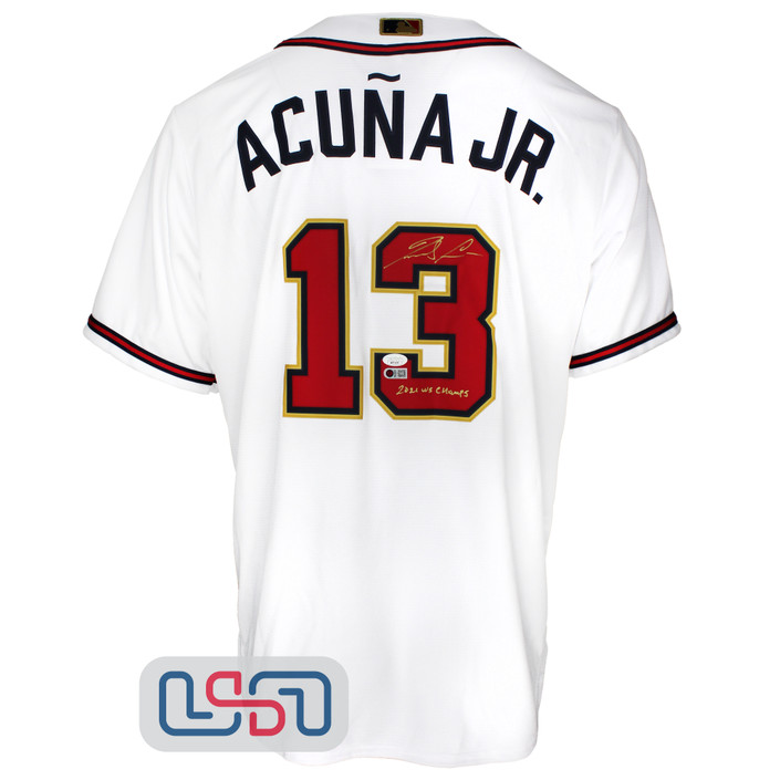 Ronald Acuna Jr. Signed Atlanta Braves 2021 WS Champions Nike Jersey JSA Auth #2