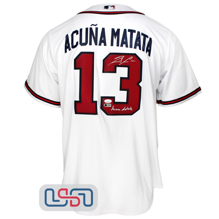 Ronald Acuna Jr. Signed "Acuna Matata" White Braves Majestic Jersey JSA Auth #3