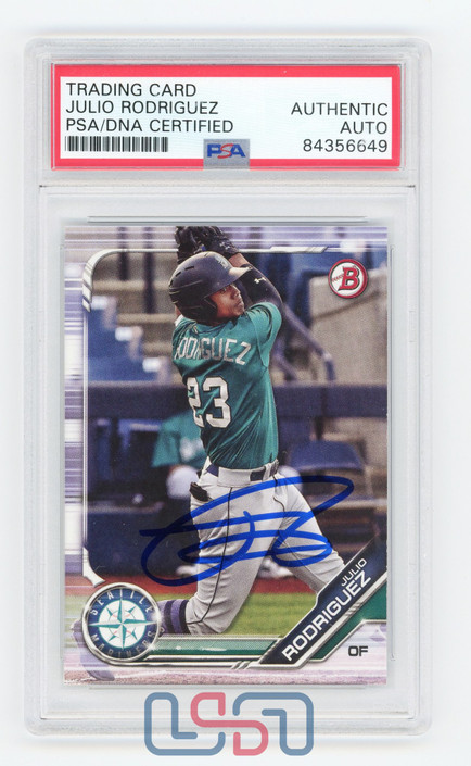 Julio Rodriguez Mariners Signed Autographed 2019 Bowman Draft #BD-60 PSA/DNA