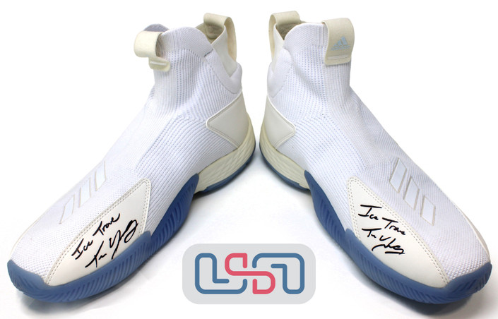 Trae Young Hawks Signed "Ice Trae" Adidas White Game Model Shoes USA SM