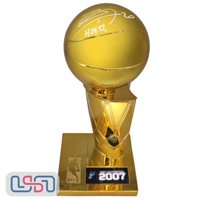 Manu Ginobili Spurs Signed "HOF '22" 2007 NBA Finals Replica Trophy USA SM BAS