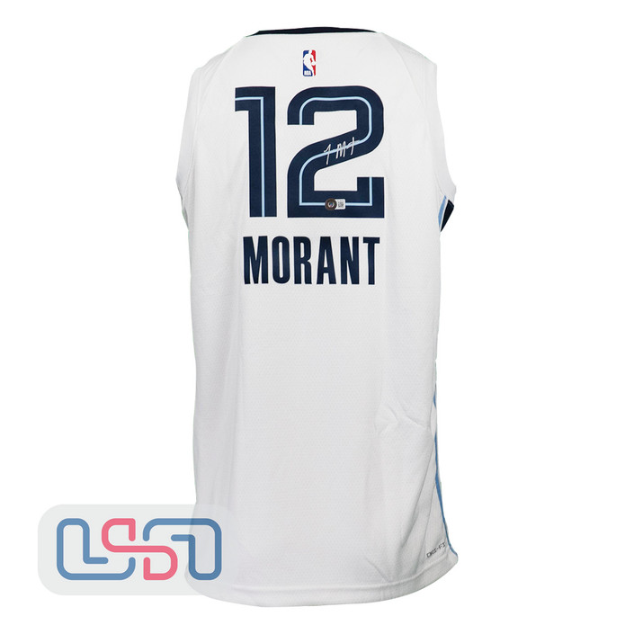 Ja Morant Signed Autographed Memphis Grizzlies White Nike Swingman Jersey BAS #2