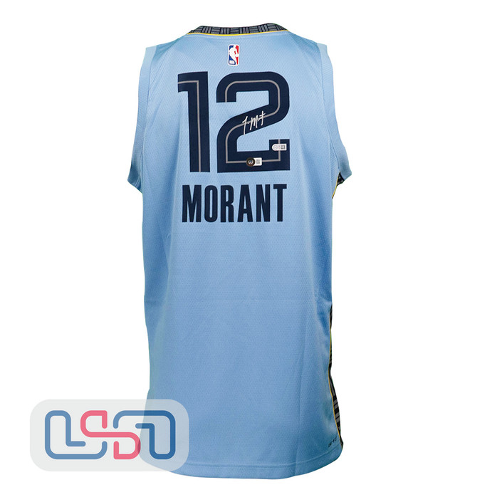 Ja Morant Signed Autographed Memphis Grizzlies Blue Jordan Swingman Jersey BAS